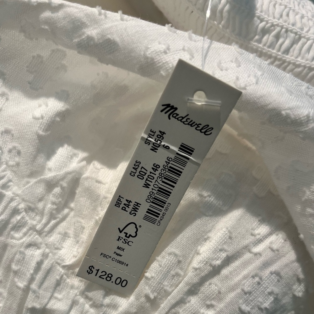 Madewell Tie Back Flutter Sleeve Tiered Midi Dress White Cottagecore 6 NEW - Picture 6 of 13